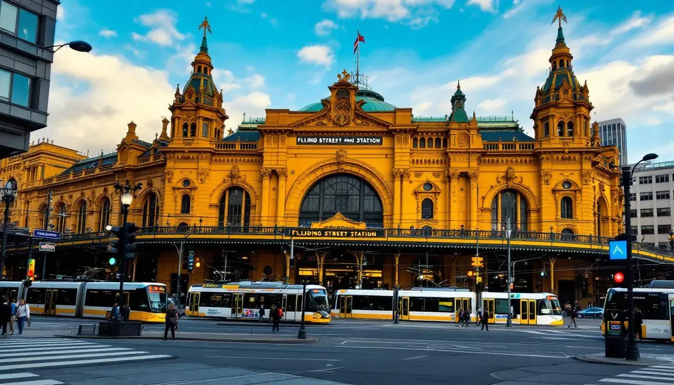 Filming in Melbourne with Flinders Street Station view