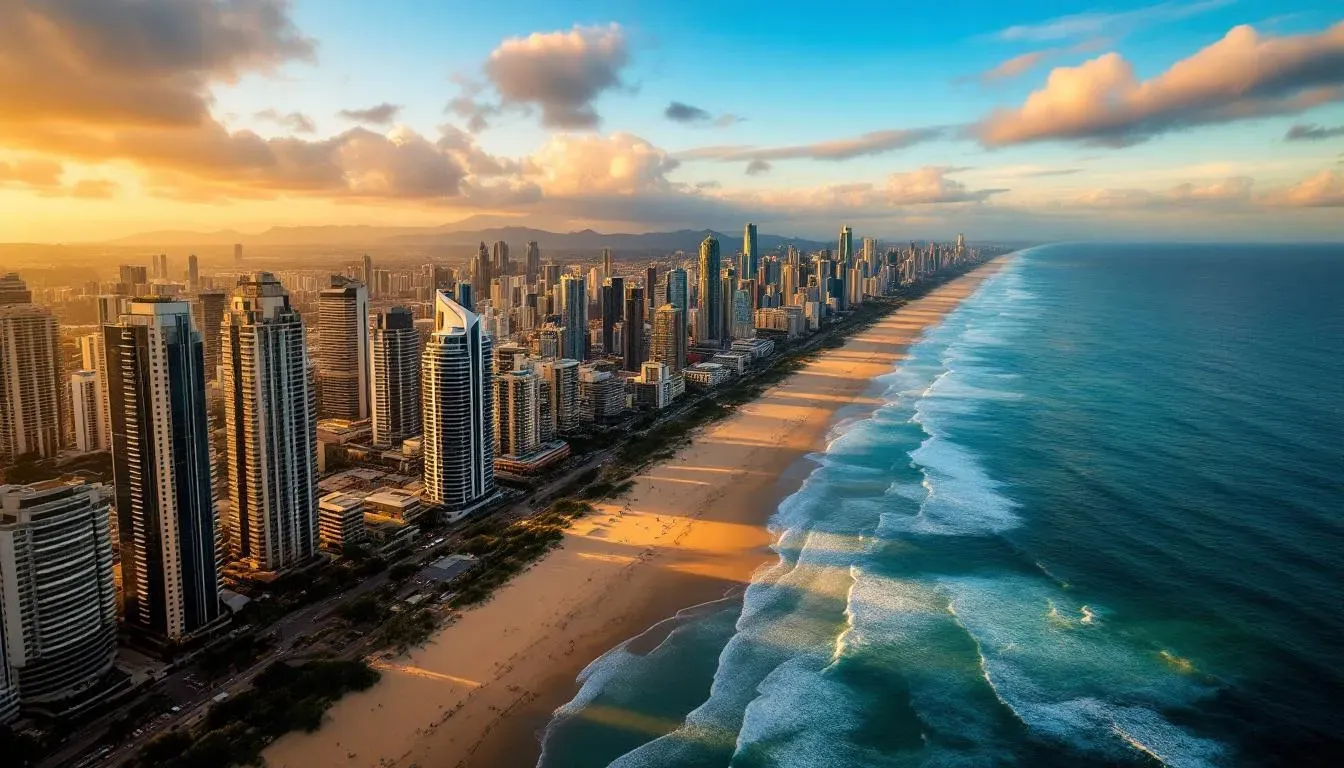 Filming on the Gold Coast with Surfers Paradise skyline